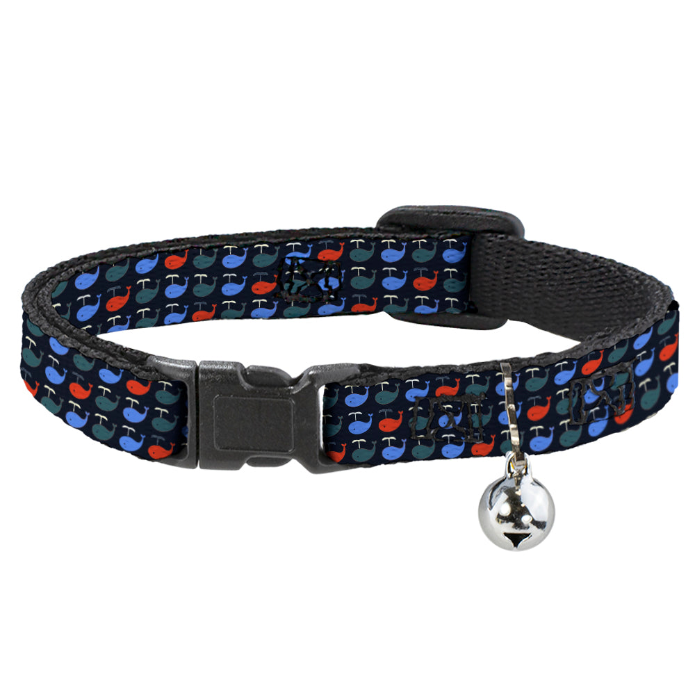 Cat Collar Breakaway - Whales Navy Green Blue Red Breakaway Cat Collars Buckle-Down   