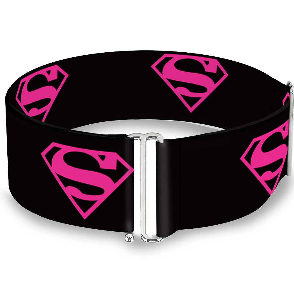 Cinch Waist Belt - Superman Shield Black Hot Pink Womens Cinch Waist Belts DC Comics   