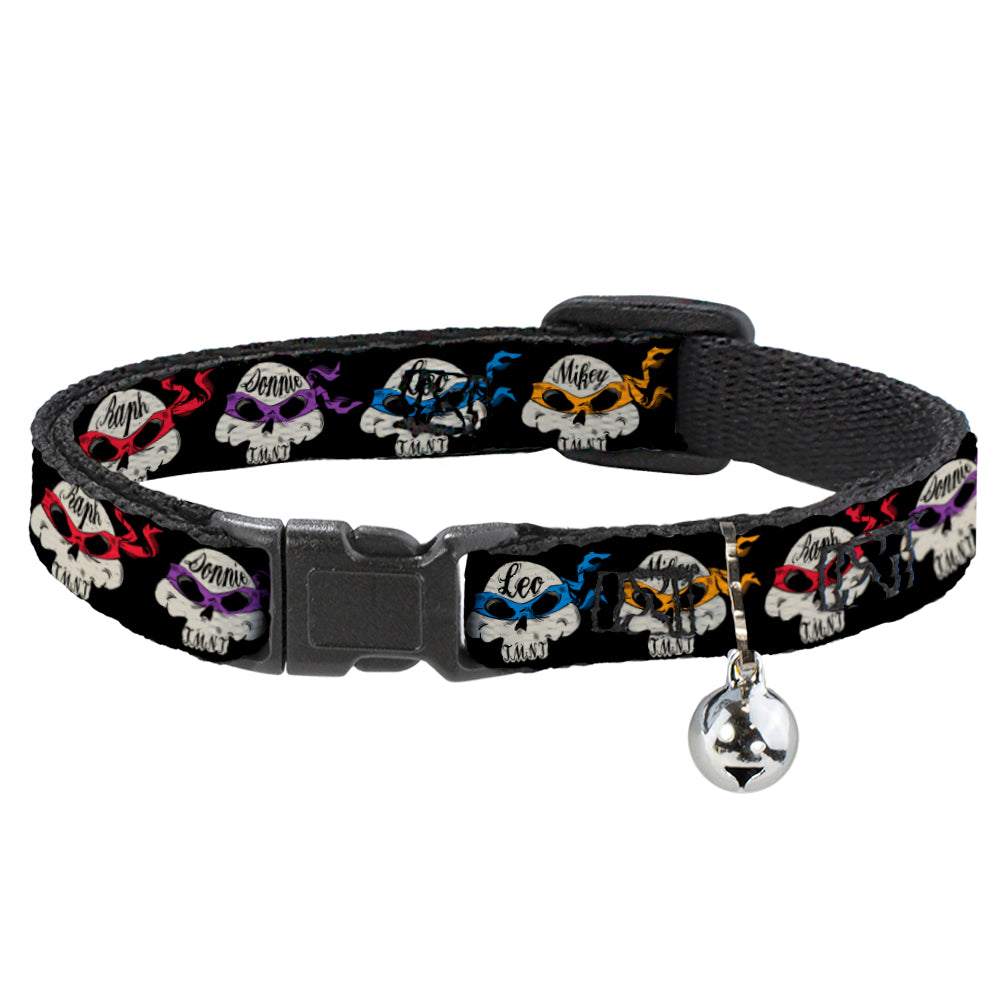 Cat Collar Breakaway with Bell - TMNT 4-Turtle Road Rebel Skulls Black Breakaway Cat Collars Teenage Mutant Ninja Turtles