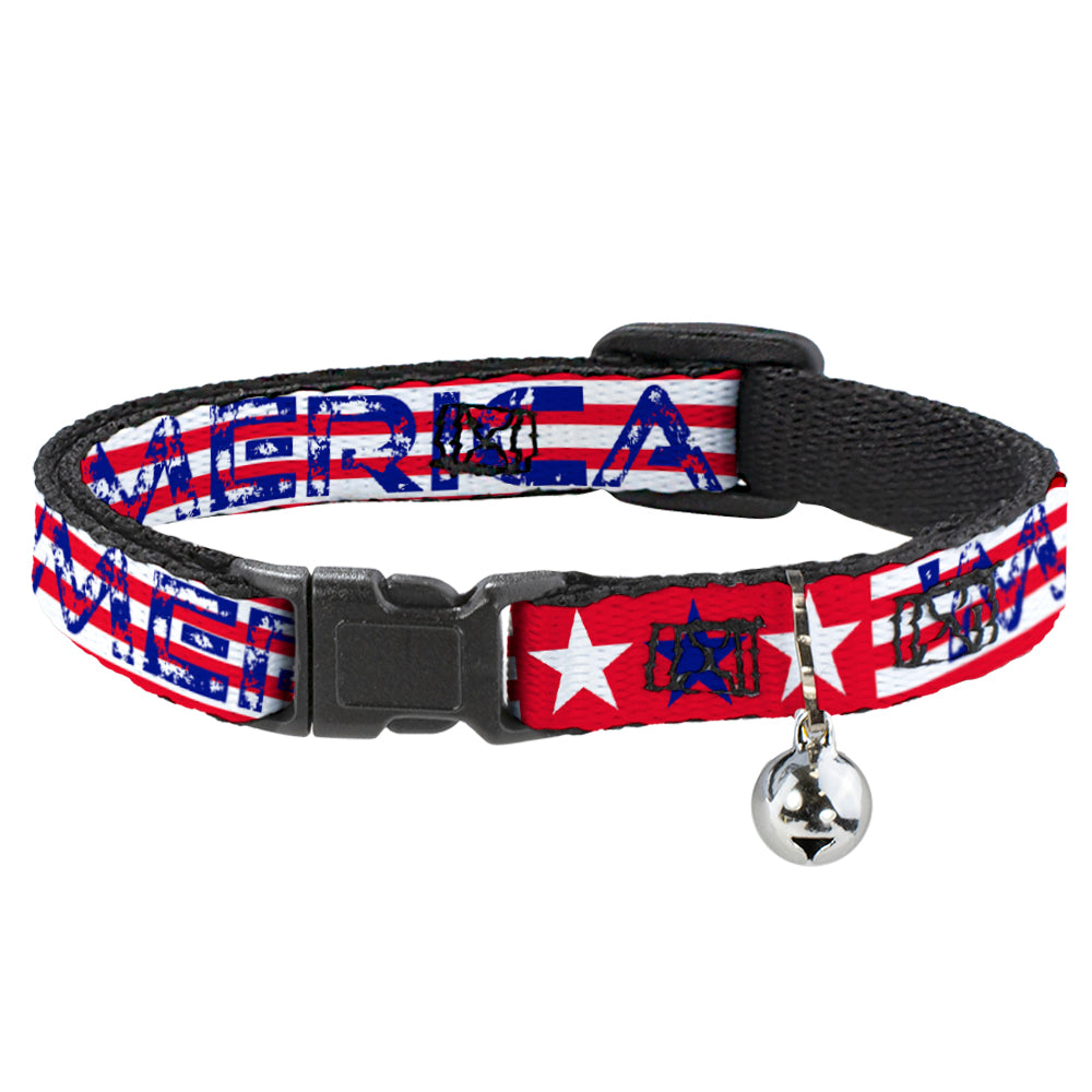 Cat Collar Breakaway - 'MERICA Stripes Stars Red White Blue Breakaway Cat Collars Buckle-Down   