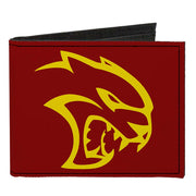 Canvas Bi-Fold Wallet - Dodge Hellcat Logo + SRT Burgundy Yellow Canvas Bi-Fold Wallets Dodge   