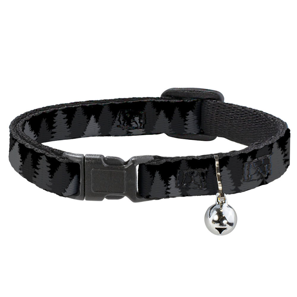 Cat Collar Breakaway - Pine Tree Silhouettes Black Grays Breakaway Cat Collars Buckle-Down   