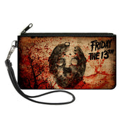Canvas Zipper Wallet - SMALL - FRIDAY THE 13th Jason Mask Trees Tans Blood Splatter Black Canvas Zipper Wallets Friday the 13th Default Title