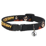 Cat Collar Breakaway - ROBIN Red Black Poses Gray Breakaway Cat Collars DC Comics   