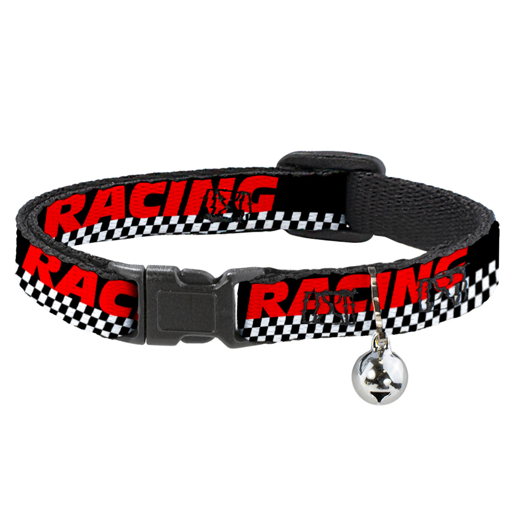 Cat Collar Breakaway - RACING w Checker Black White Red Breakaway Cat Collars Buckle-Down   