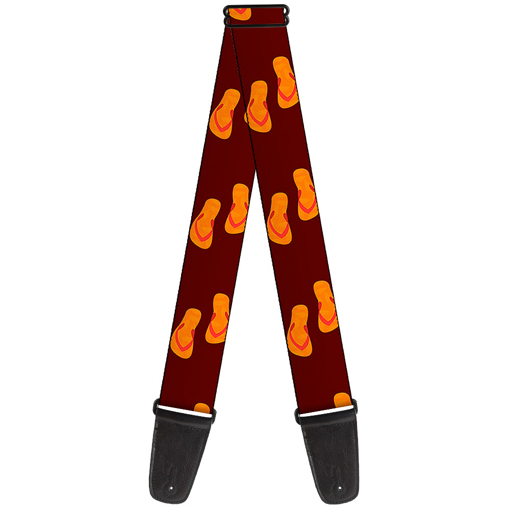 Guitar Strap - Flip Flops Burgundy Orange Guitar Straps Buckle-Down   