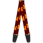 Guitar Strap - Flip Flops Burgundy Orange Guitar Straps Buckle-Down   