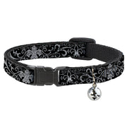 Cat Collar Breakaway - Fleur-de-Lis w Filigree Black Gray Breakaway Cat Collars Buckle-Down   