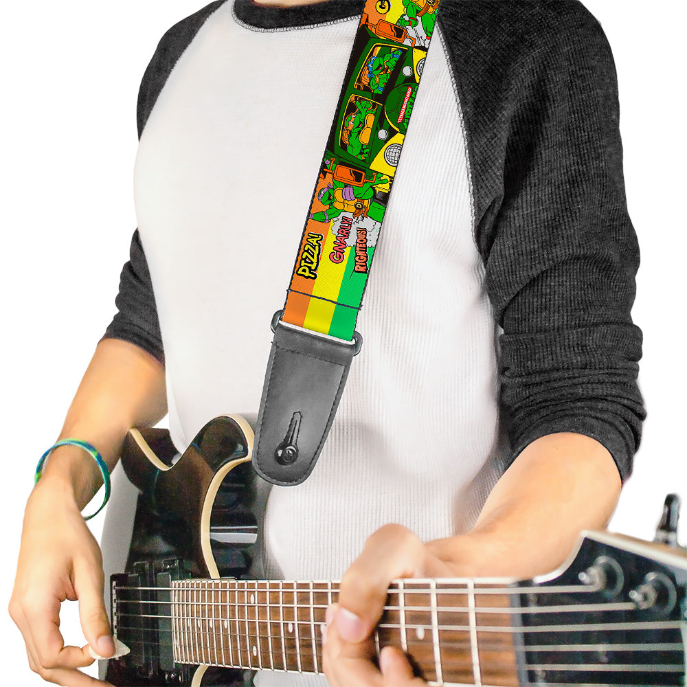 Guitar Strap - Classic TMNT Turtles Pose14 '84 Pizza Verbiage Guitar Straps Teenage Mutant Ninja Turtles