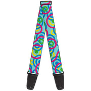 Guitar Strap - Bullseye StackedSwirl Blues Green Yellow Pink Guitar Straps Buckle-Down   