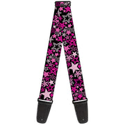 Guitar Strap - Stargazer Black Pink Guitar Straps Buckle-Down   
