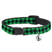 Cat Collar Breakaway - Buffalo Plaid Black Neon Green Breakaway Cat Collars Buckle-Down   