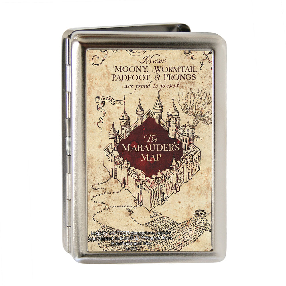 Business Card Holder - LARGE - Hogwarts School THE MARAUDER'S MAP FCG Tan Reds Metal ID Cases Harry Potter Default Title