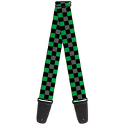Guitar Strap - Checker Black Gray 2 Green Guitar Straps Buckle-Down   