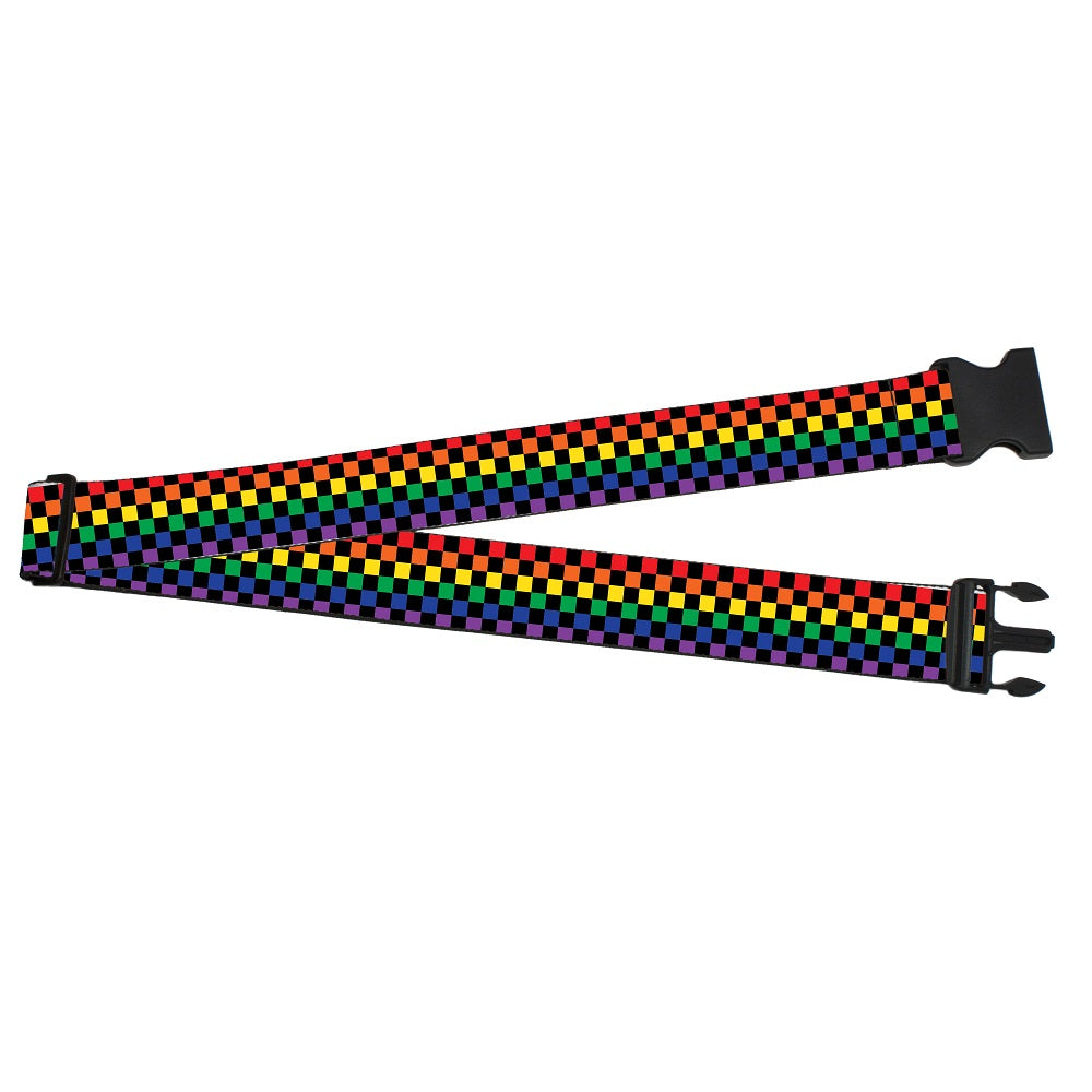 Luggage Strap - 2.0" - Checker Black Rainbow Multi Color Luggage Straps Buckle-Down   