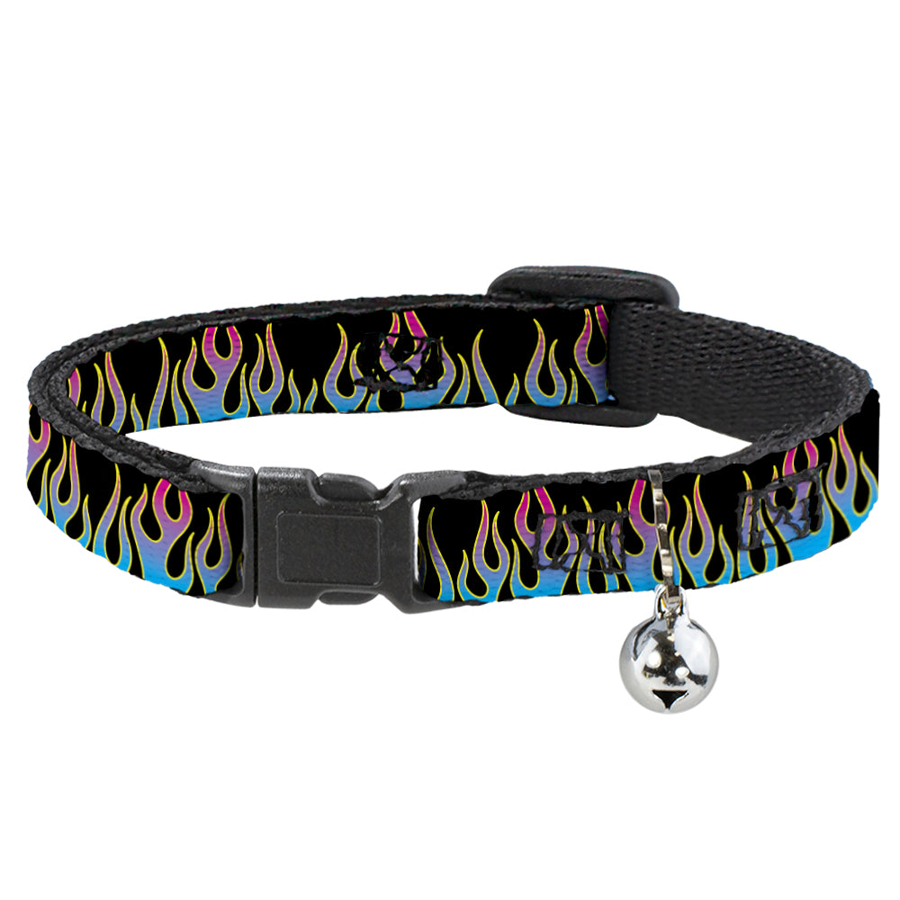 Cat Collar Breakaway - Flames Black Blue Pink Breakaway Cat Collars Buckle-Down   