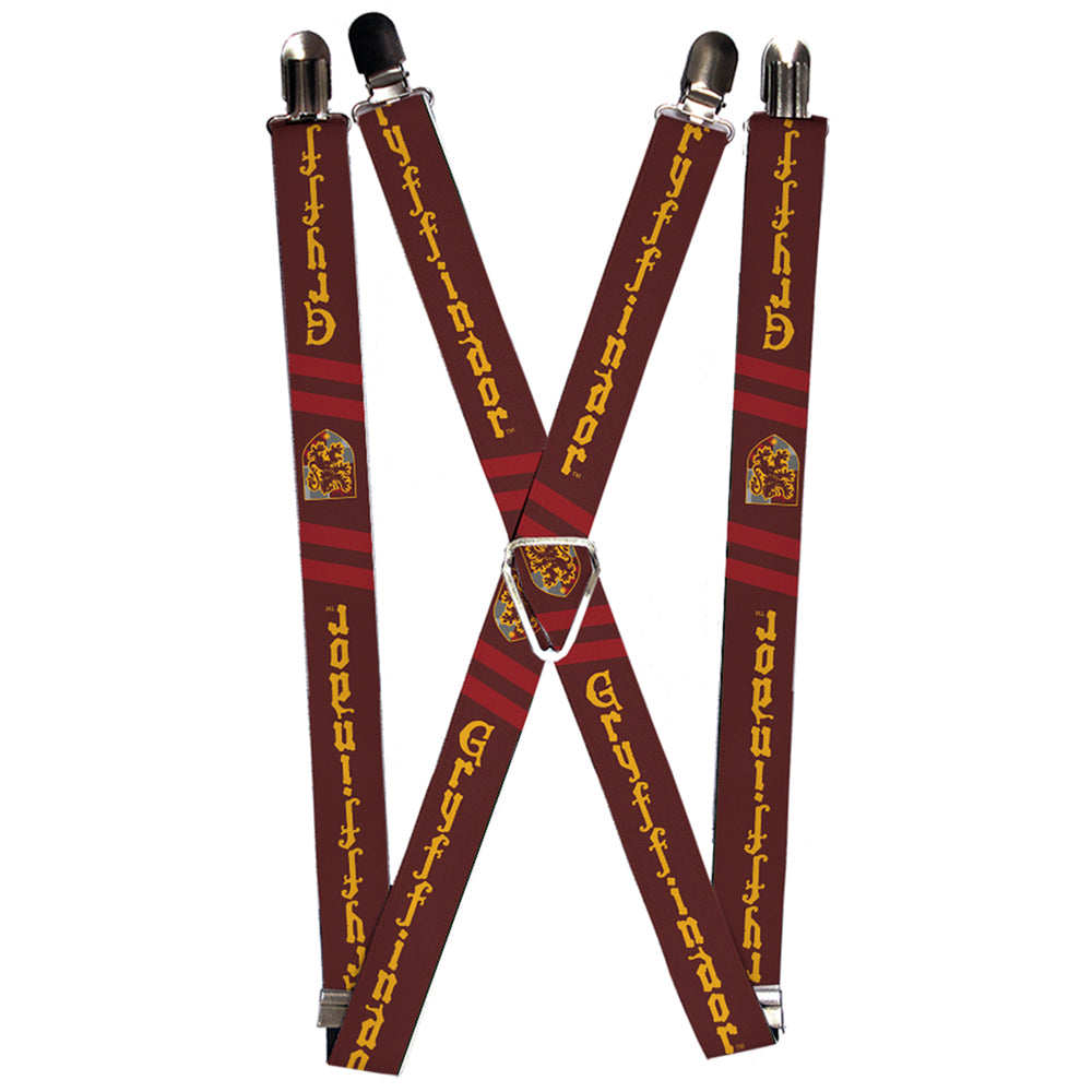 Suspenders - 1.0" - GRYFFINDOR Badge 2-Stripe Burgundy Reds Gold Suspenders Harry Potter Default Title