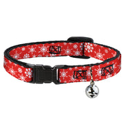 Cat Collar Breakaway - Snowflakes Red White Breakaway Cat Collars Buckle-Down   