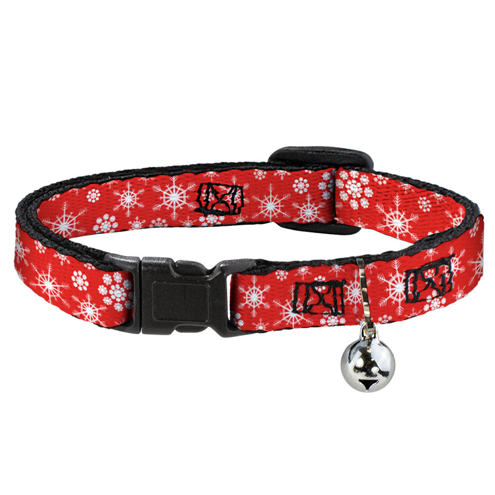 Cat Collar Breakaway - Snowflakes Red White Breakaway Cat Collars Buckle-Down   