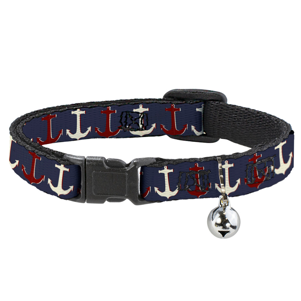 Cat Collar Breakaway - Anchor3 C U Navy Red Cream Breakaway Cat Collars Buckle-Down   