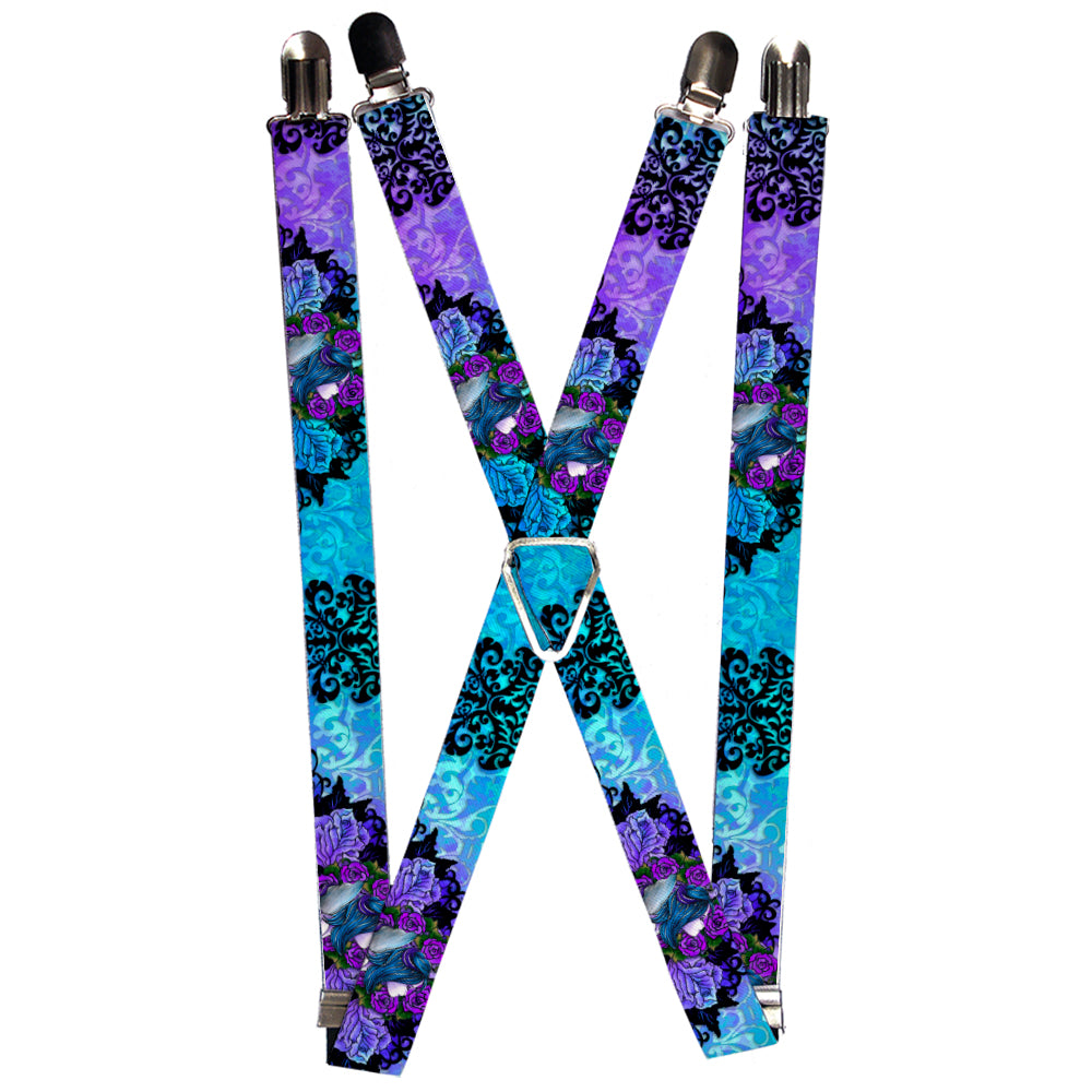 Suspenders - 1.0" - Tattoo Johnny-Fairy Blue Hair Suspenders Tattoo Johnny   