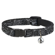 Cat Collar Breakaway - Bandana Skulls Silver Black Breakaway Cat Collars Buckle-Down   