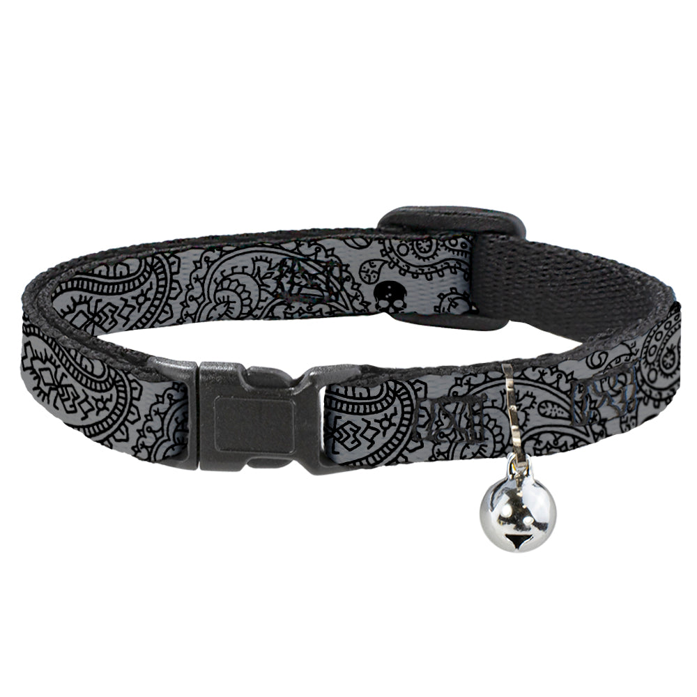 Cat Collar Breakaway - Bandana Skulls Silver Black Breakaway Cat Collars Buckle-Down   