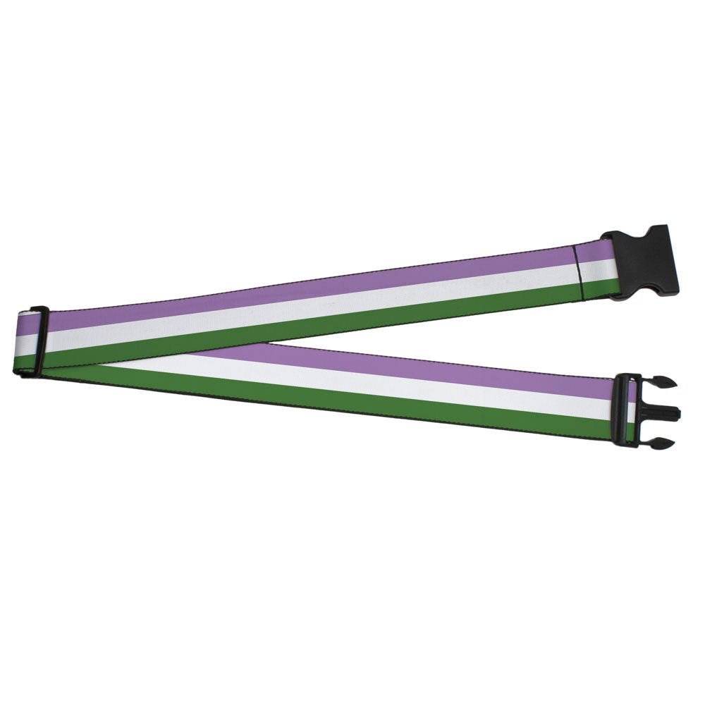 Luggage Strap - 2.0" - Flag Genderqueer Lavender White Green Luggage Straps Buckle-Down   