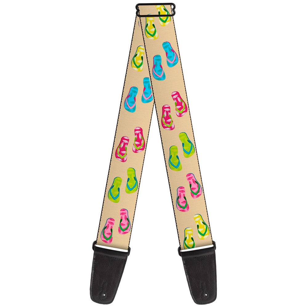 Guitar Strap - Tropical Flip Flops Tan Multi Color Guitar Straps Buckle-Down   