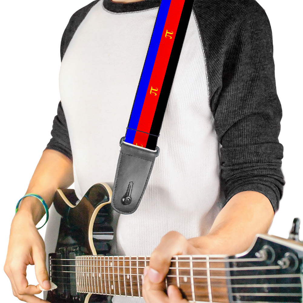 Guitar Strap - Flag Polyamorous Pi Symbol Blue Red Black Yellow Guitar Straps Buckle-Down   