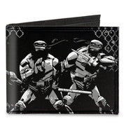Canvas Bi-Fold Wallet - Ninja Turtles Street Group Pose17 Black Grays Canvas Bi-Fold Wallets Teenage Mutant Ninja Turtles