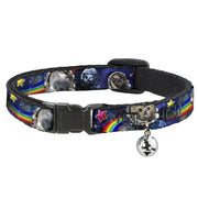 Cat Collar Breakaway - Astronaut Cats in Space Rainbows Stars Breakaway Cat Collars Buckle-Down   
