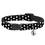 Cat Collar Breakaway - Daisies Scattered Black White Yellow Breakaway Cat Collars Buckle-Down   