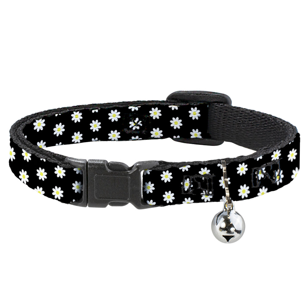 Cat Collar Breakaway - Daisies Scattered Black White Yellow Breakaway Cat Collars Buckle-Down   