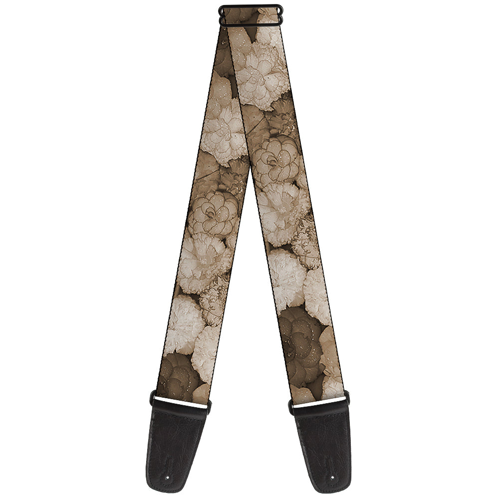 Guitar Strap - Vivid Floral Collage2 Sepia Guitar Straps Buckle-Down   