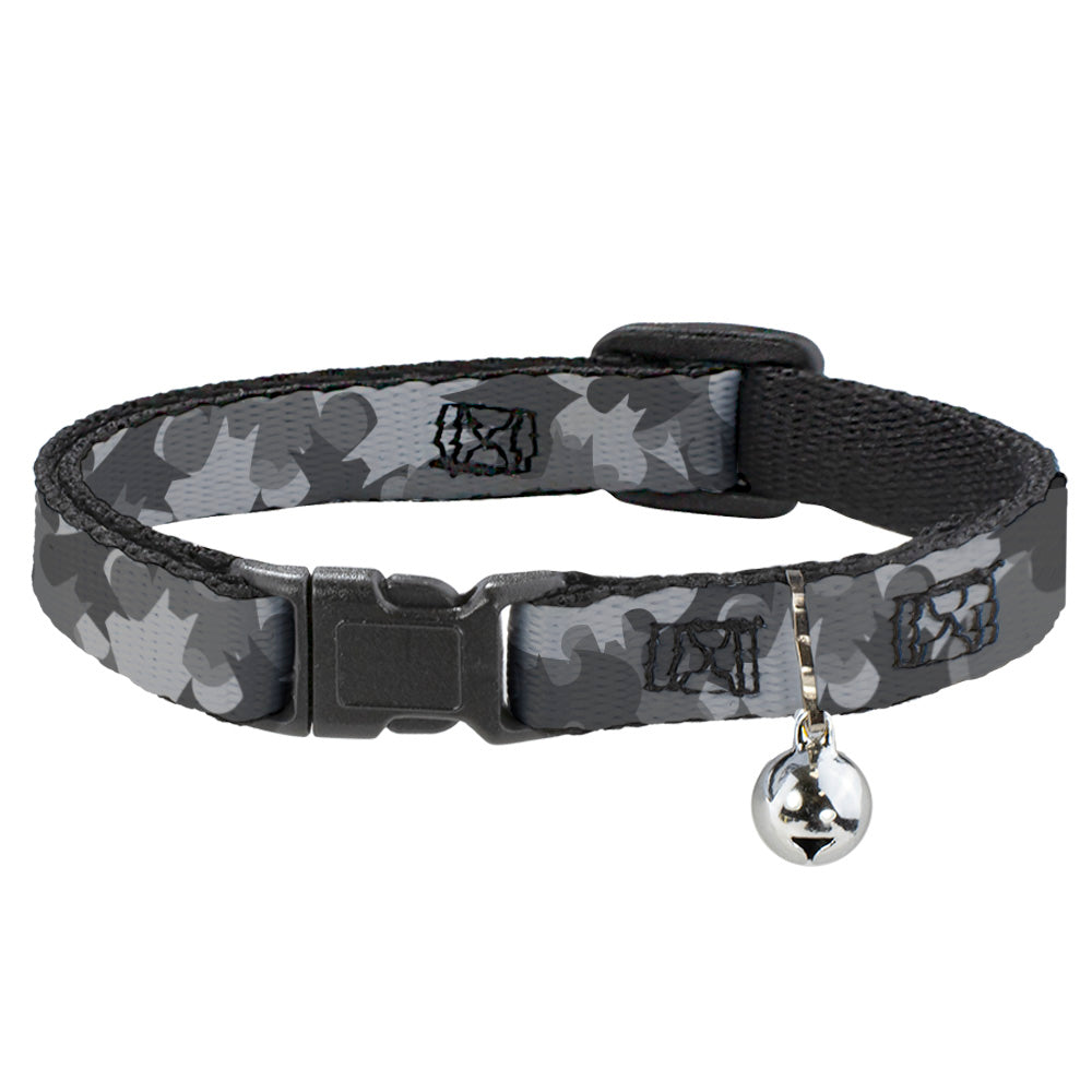 Cat Collar Breakaway - Bat Signal Stacked Black Grays Breakaway Cat Collars DC Comics   