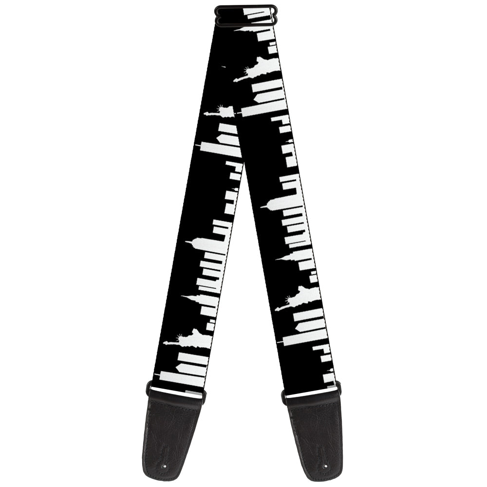 Guitar Strap - New York Solid Skyline Black White Guitar Straps Buckle-Down   