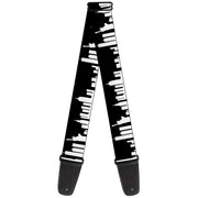Guitar Strap - New York Solid Skyline Black White Guitar Straps Buckle-Down   