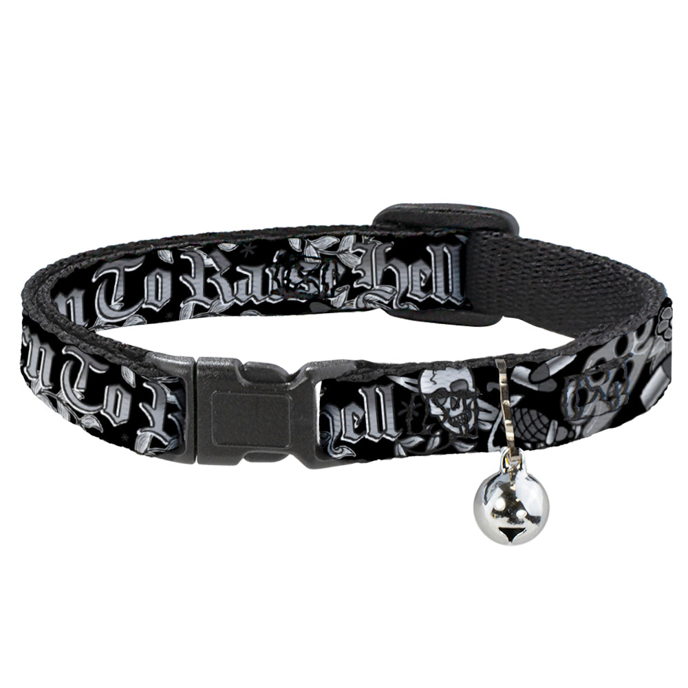 Cat Collar Breakaway - Born to Raise Hell Black White Breakaway Cat Collars Buckle-Down   