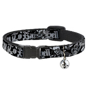 Cat Collar Breakaway - Born to Raise Hell Black White Breakaway Cat Collars Buckle-Down   