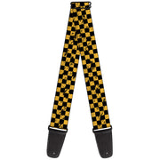 Guitar Strap - Checker Weathered Black Yellow Guitar Straps Buckle-Down   