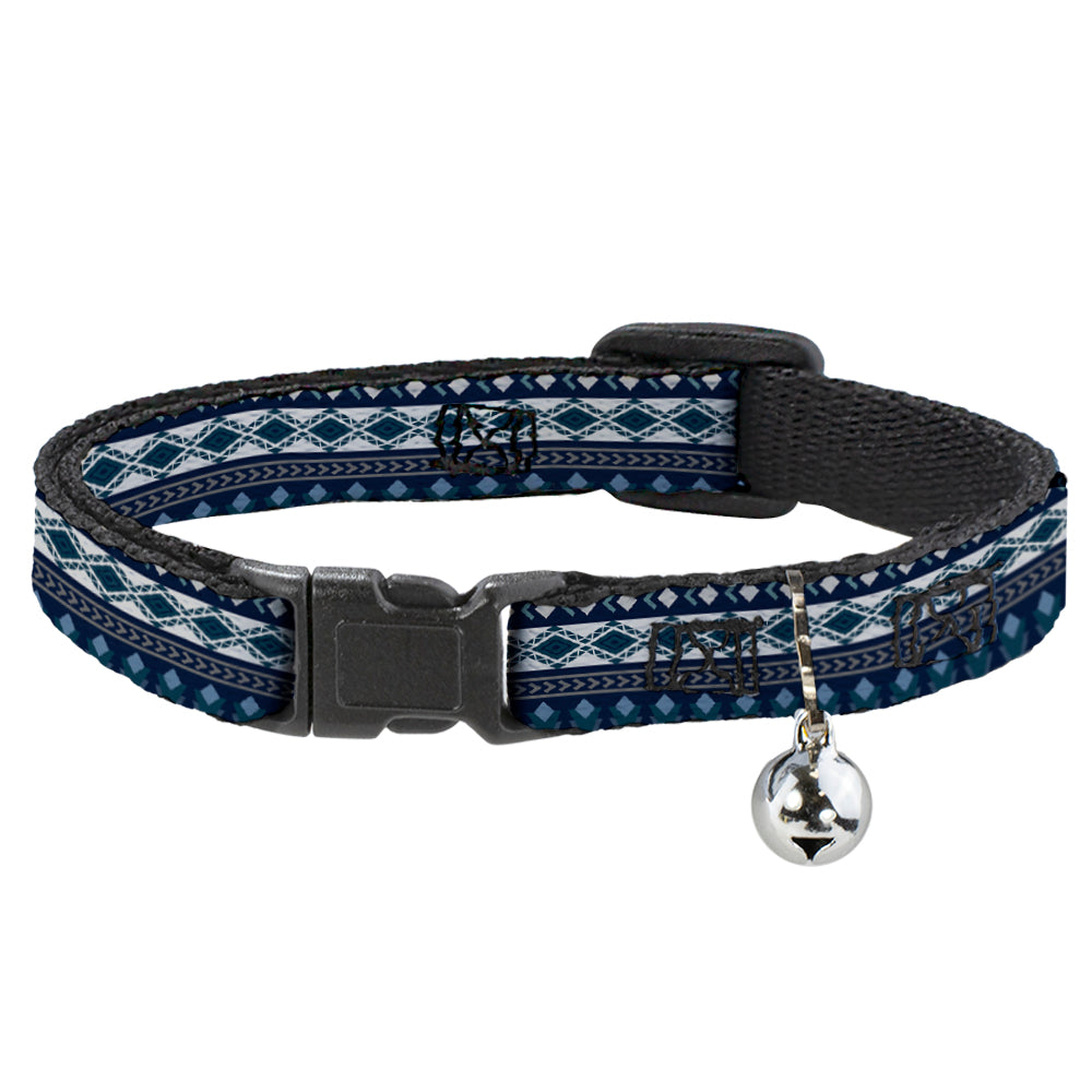 Cat Collar Breakaway - Aztec4 Blues White Gray Breakaway Cat Collars Buckle-Down   