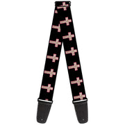 Guitar Strap - Cross Repeat Black Leopard Brown Pink Outline Guitar Straps Buckle-Down   