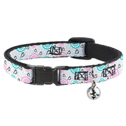 Cat Collar Breakaway - Bird Tapestry White Gray Turquoise Pink Breakaway Cat Collars Buckle-Down   