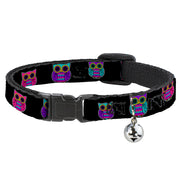 Cat Collar Breakaway - Owls Black Fuchsia Purple Turquoise Breakaway Cat Collars Buckle-Down   