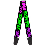 Guitar Strap - SWAGG Black Hot Pink Turquoise Purple Neon Green Guitar Straps Buckle-Down   