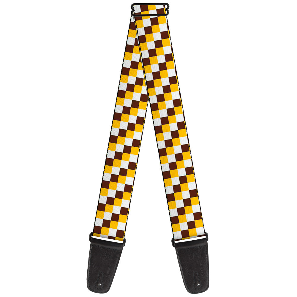 Guitar Strap - Checker White Gold Brown Guitar Straps Buckle-Down   