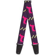 Guitar Strap - Dachshunds & Bones Purple Fuchsia Green Guitar Straps Buckle-Down   