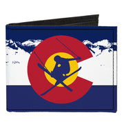 Canvas Bi-Fold Wallet - Colorado Skier4 Mountains Blues White Canvas Bi-Fold Wallets Buckle-Down   