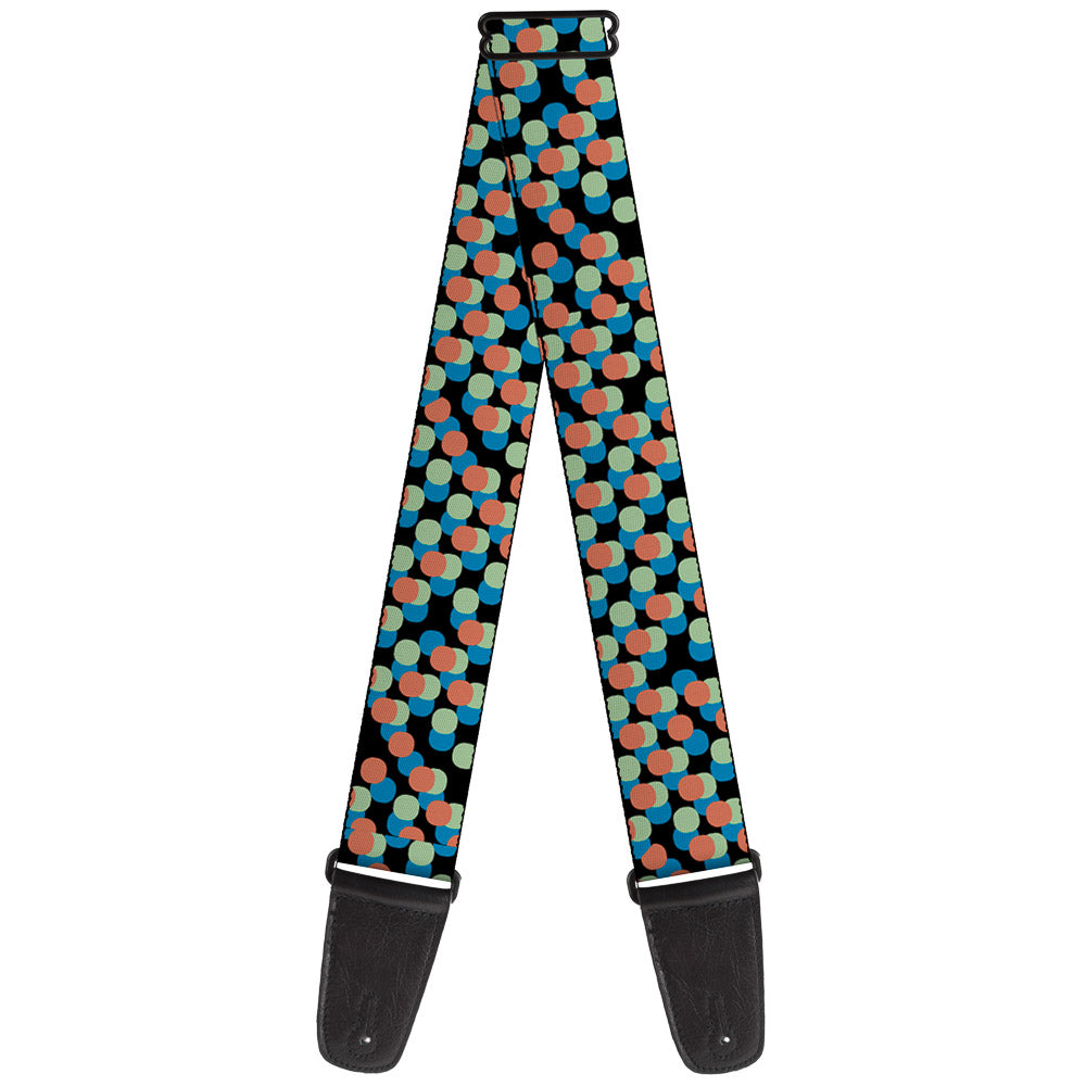 Guitar Strap - Polka Dots Stacked Black Blue Sage Brown Guitar Straps Buckle-Down   